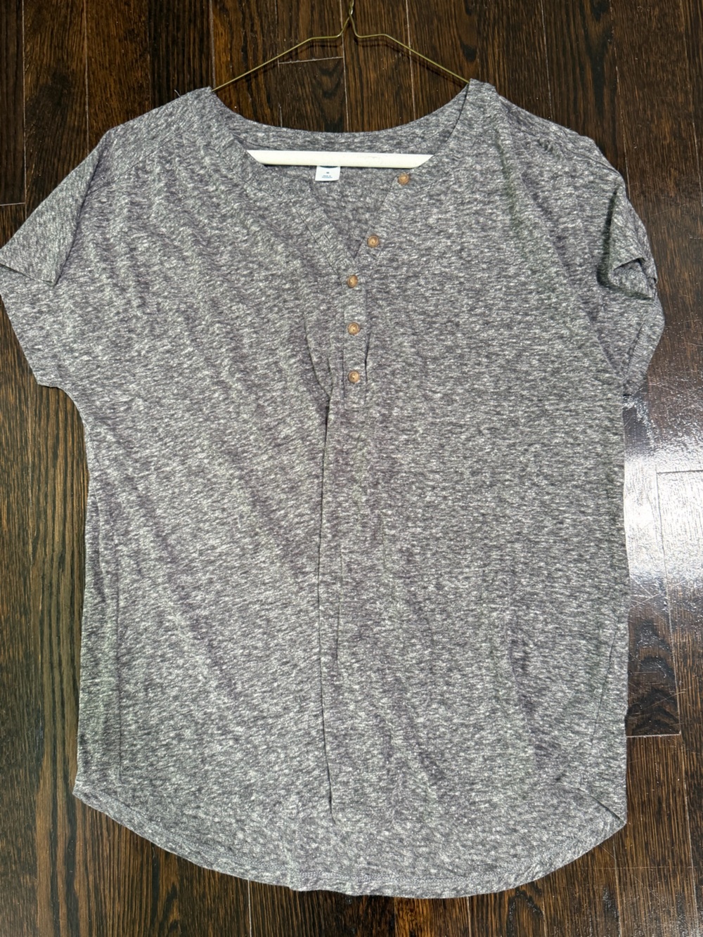 New women’s Heather Gray Casual Henley t shirt